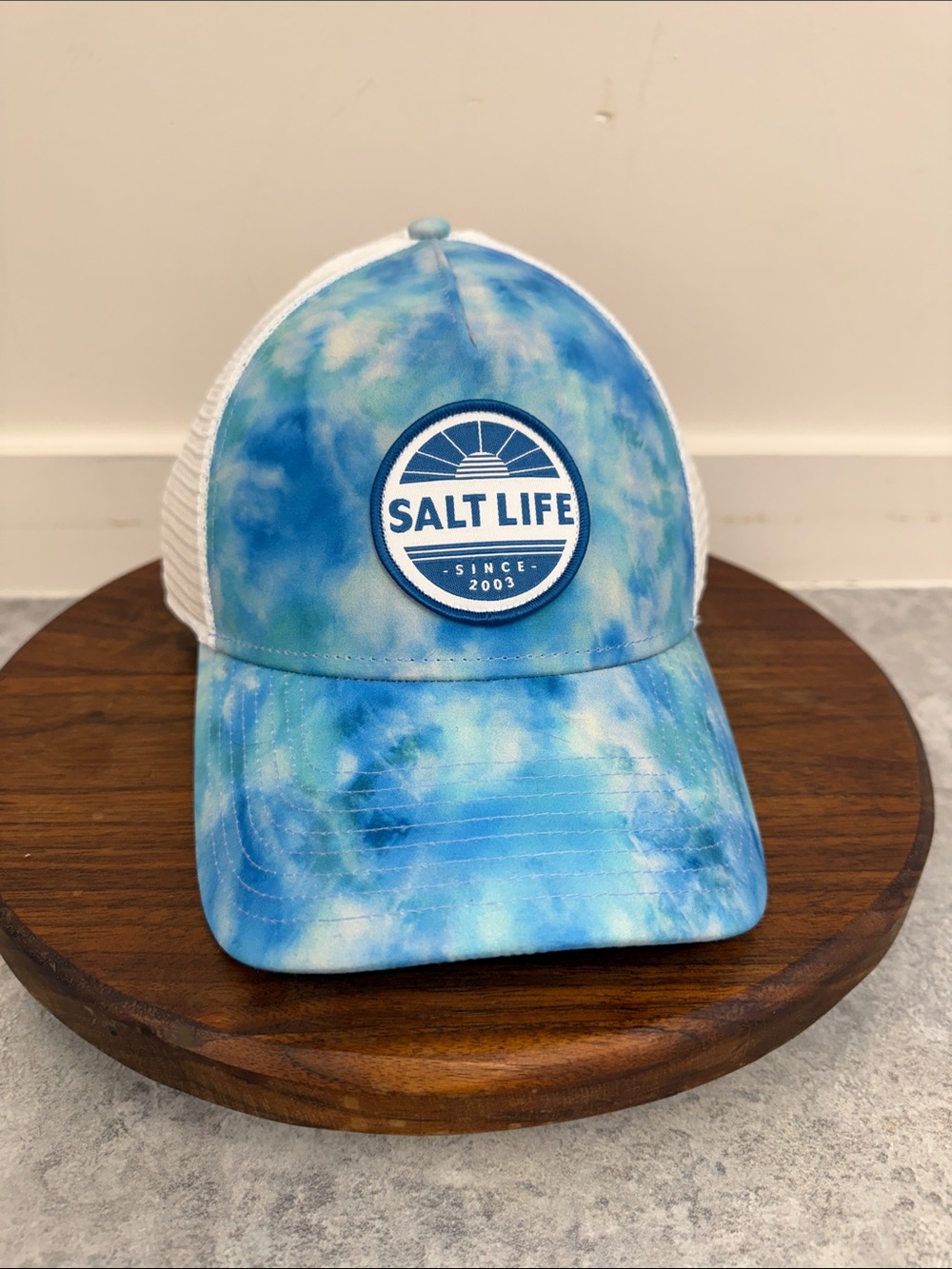 Salt Life Blue Tie Dye Trucker Snapback Hat NWT